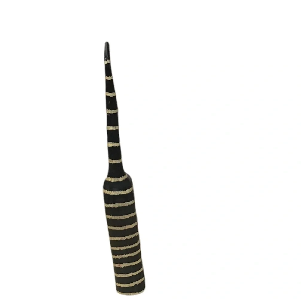 Carved Wood Hand‎ Painted Long Tail Striped Cat Figurine Ring Holder